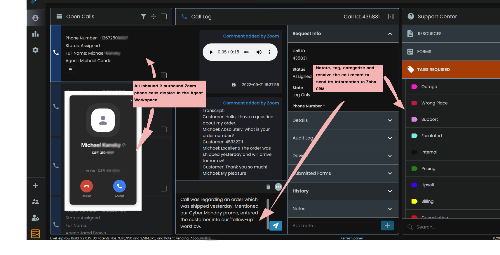 Zoom Phone integration with Zoho CRM